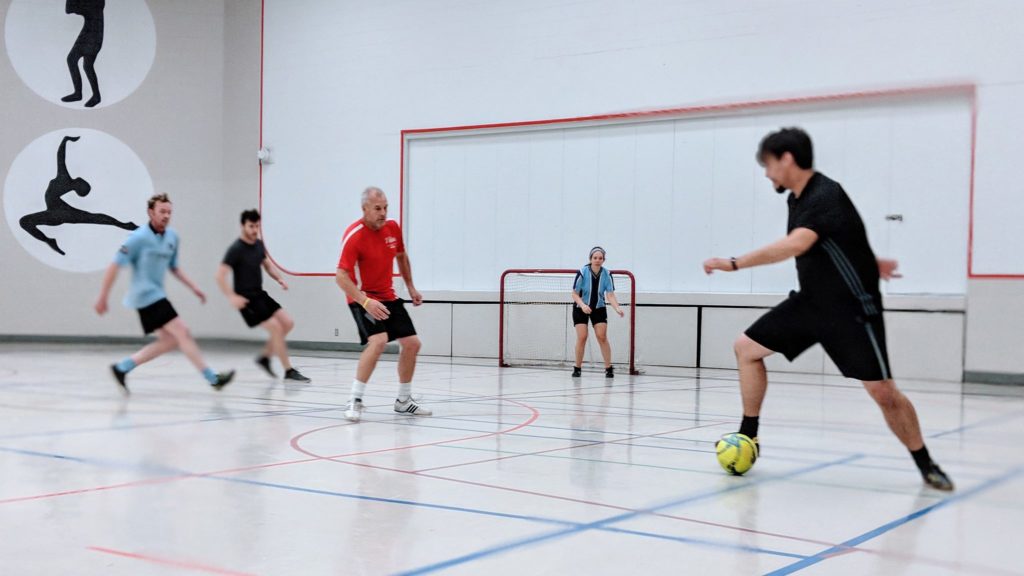Adult co-ed rec indoor soccer futsal in Saskatoon